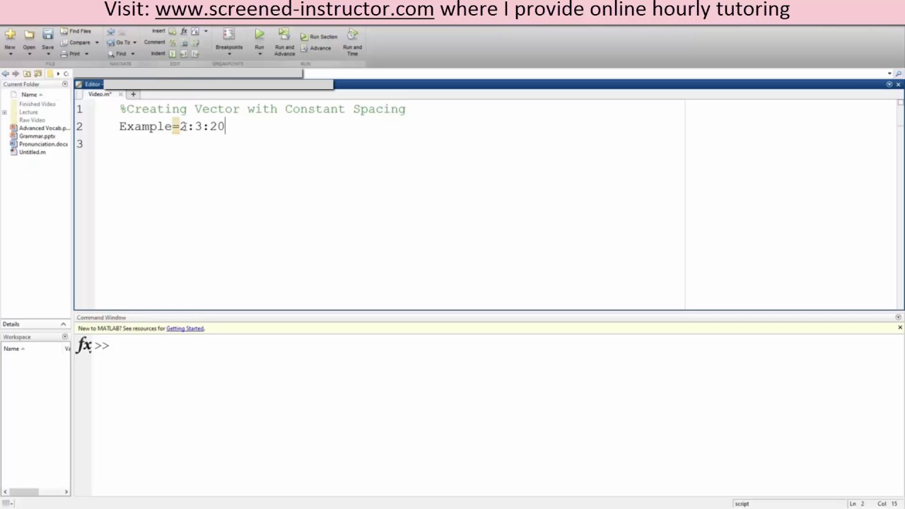 MATLAB- Creating Vector with Constant Spacing