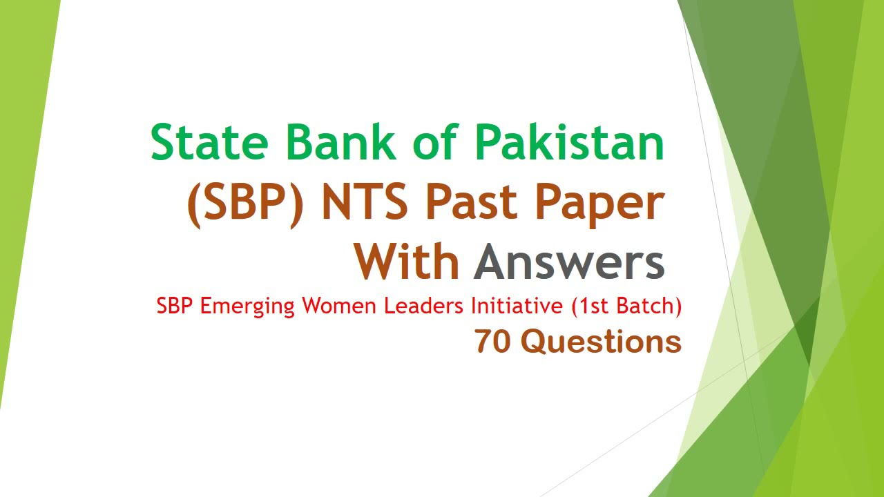 State Bank of Pakistan (SBP) NTS Past Paper With Answers|| SBP Emerging Women Leaders Initiative