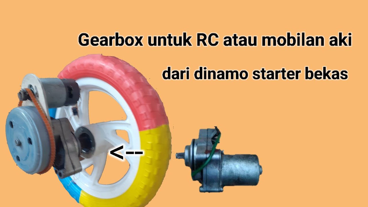 Manfaatkan gearbox dinamo starter untuk mobilan aki atau RC