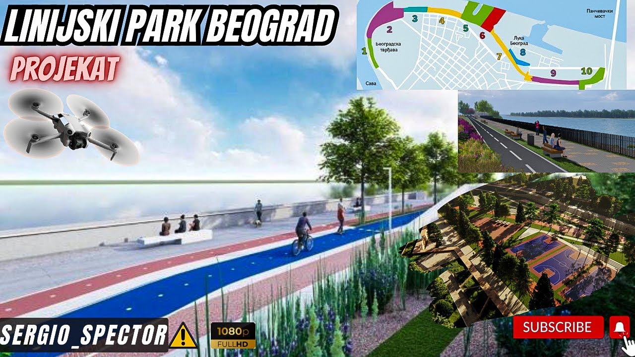 Linijski park PROJEKAT - kompletan snimak dronom od Pančevačkog mosta do Beton hale #beograd