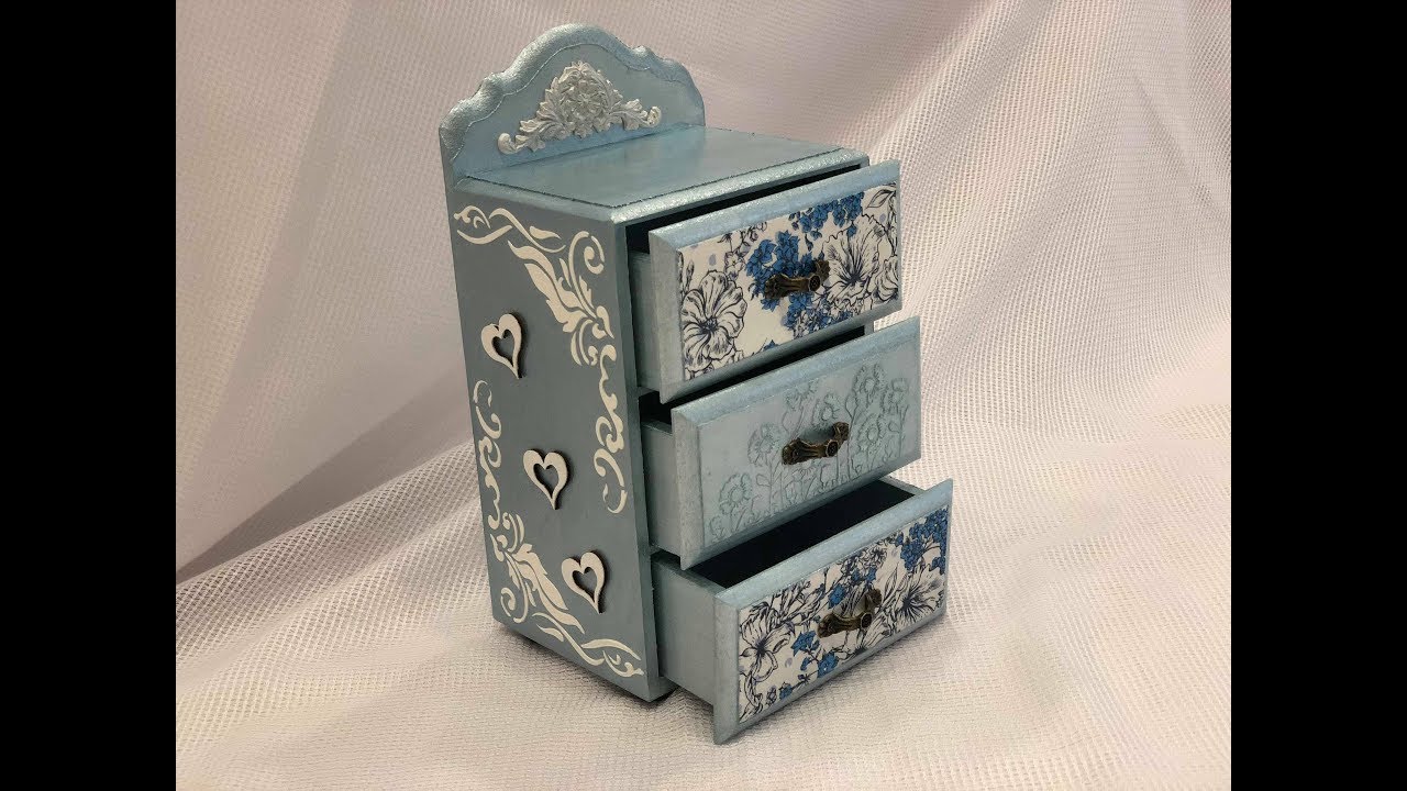 Decoupage box with drawers-DIY