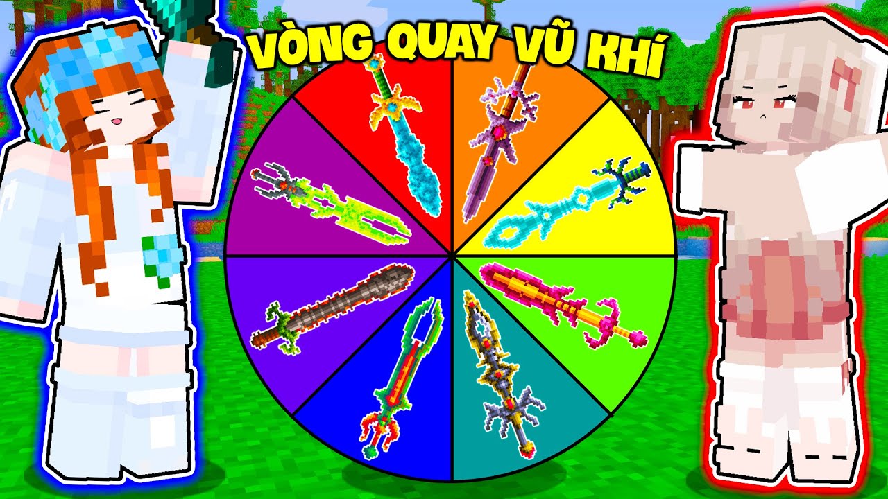 NẾU JAYGRAY TẠO RA VÒNG QUAY VŨ KHÍ DÀNH CHO CON GÁI TRONG MINECRAFT*BẠN GÁI MOCHI PVP VỚI CHỊ BUNNY
