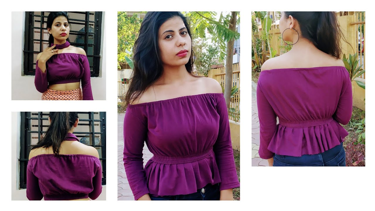 DIY - hindi - how to make peplum top | women top | crop top | blouse | from old leggings | repurpose