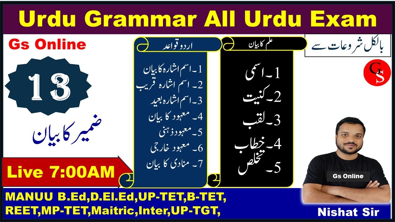 Urdu Grammar |#13 | علم کا بیان ، اسم اشارہ ، معہود ، منادی | Alam | manuu B.Ed & D.El.Ed-2022 |#gs