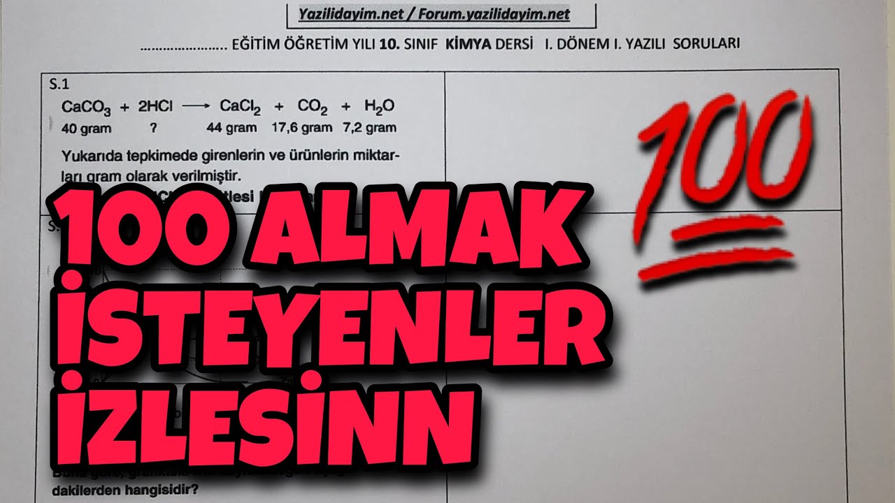 10.Sınıf Kimya 1.Dönem 1.Yazılı