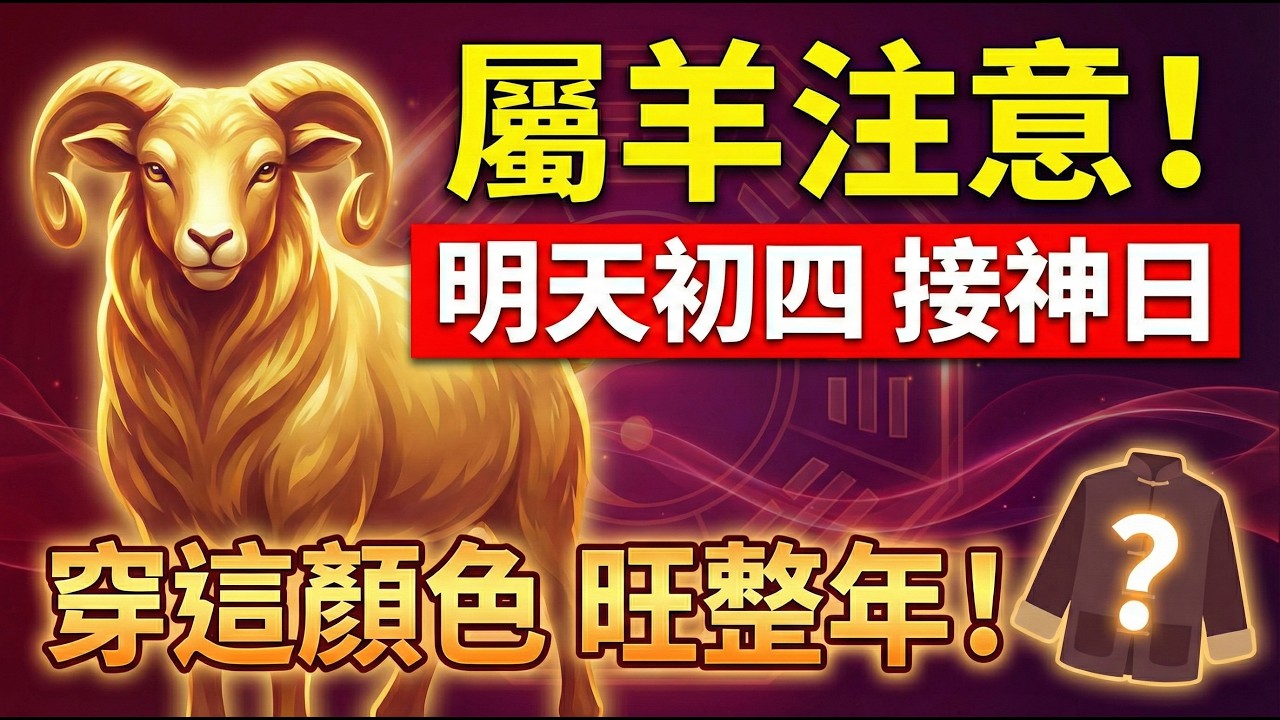 屬羊注意！明天20號，大年初四「接神日」，你一定要穿「這顏色」，最能旺財開運！讓你大旺一整年！#屬羊2026運勢 #大年初四 #接神日 #旺財 #開運 #2026生肖羊運勢 #招財顏色 #幸運顏色