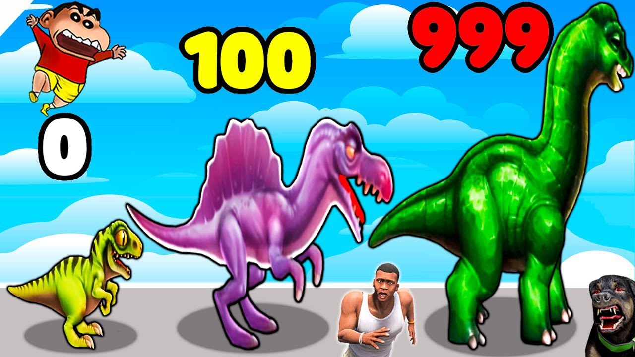 SHINCHAN UPGRADING AND MAKE DINOSAUR ARMY IN DINO RUN WITH FRANKLIN AND CHOP | DREAM SQUAD OP