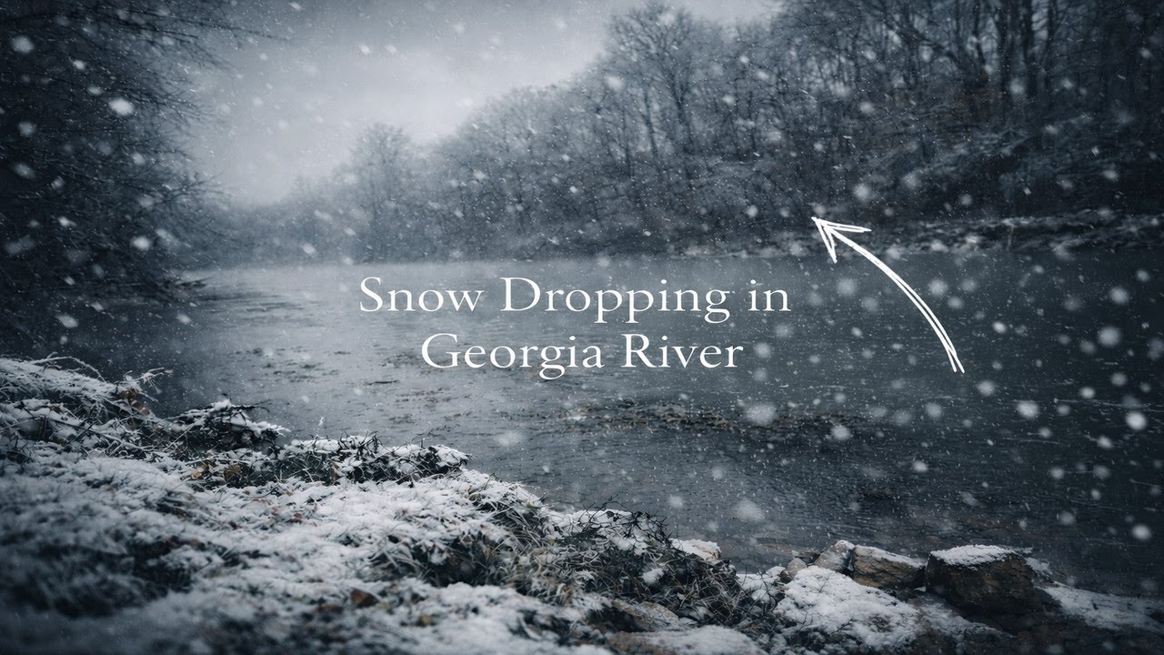 Rare Snowfall in Georgia River | Winter Nature Scene