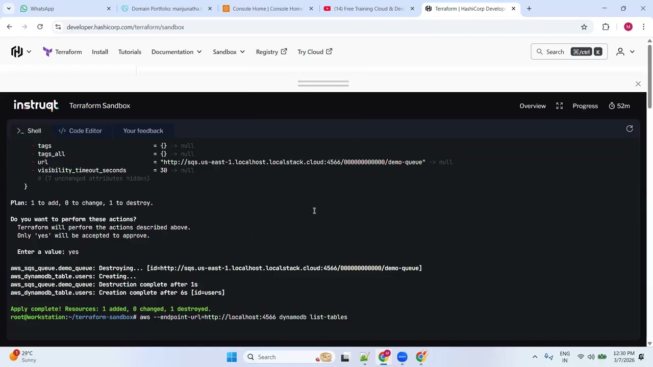 Terraform Tutorial  | AWS SQS, DynamoDB, Lambda & Secrets Manager using Terraform Sandbox | Day 10