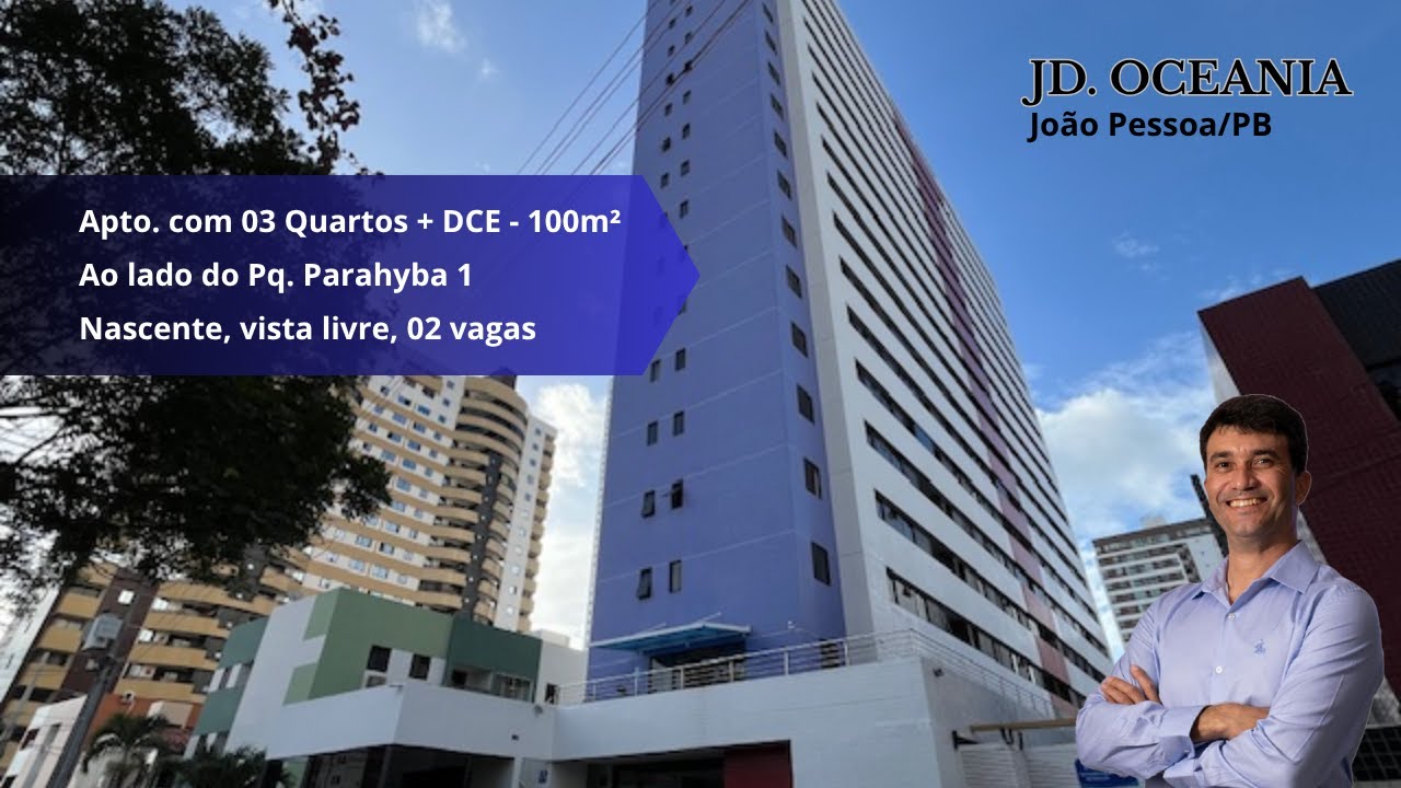 Excelente apto c/ 03 quartos + DCE, 100m² à venda no Jd. Oceania, João Pessoa/PB