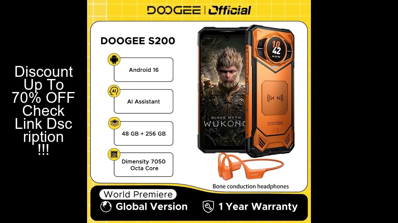Global Version DOOGEE S200 5G Rugged Phone Android 16 48GB 256GB 6.72" 120Hz Display 100MP Camera 10