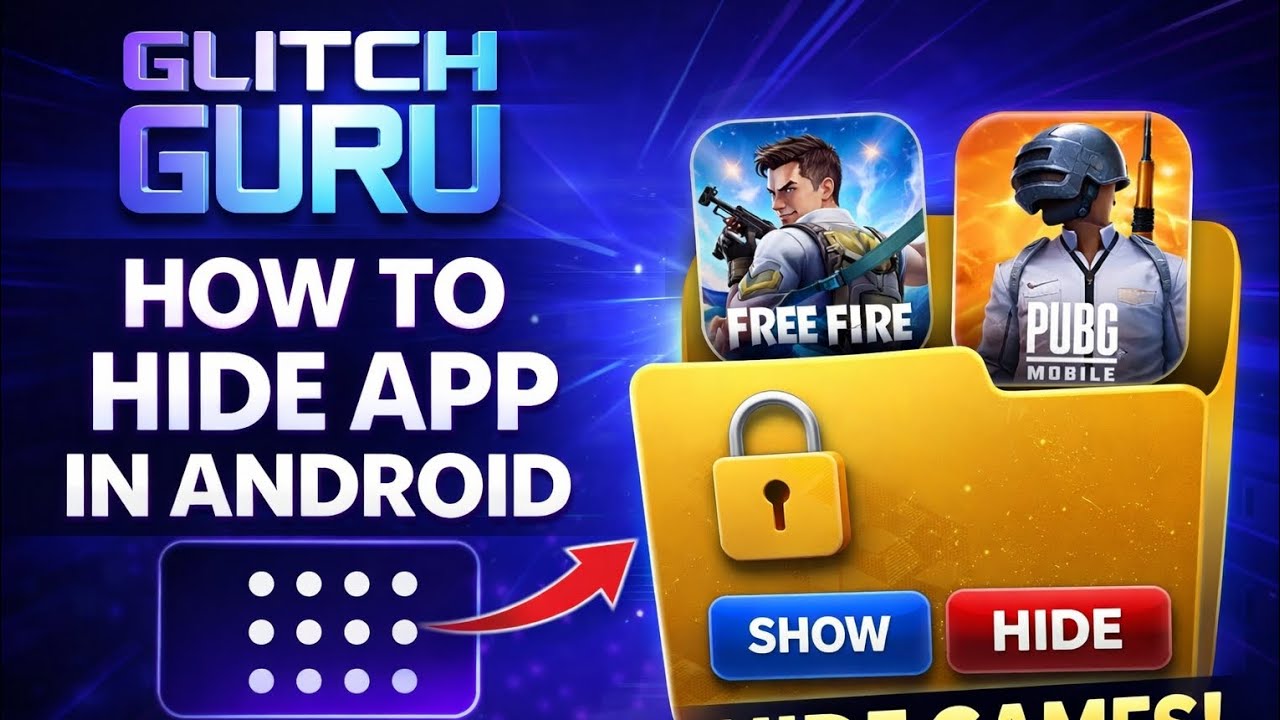 HOW TO HIDE APP IN ANDROID  .....#Hideapp #hideappsinandroid #hidefreefire #hide #viral #glitichguru