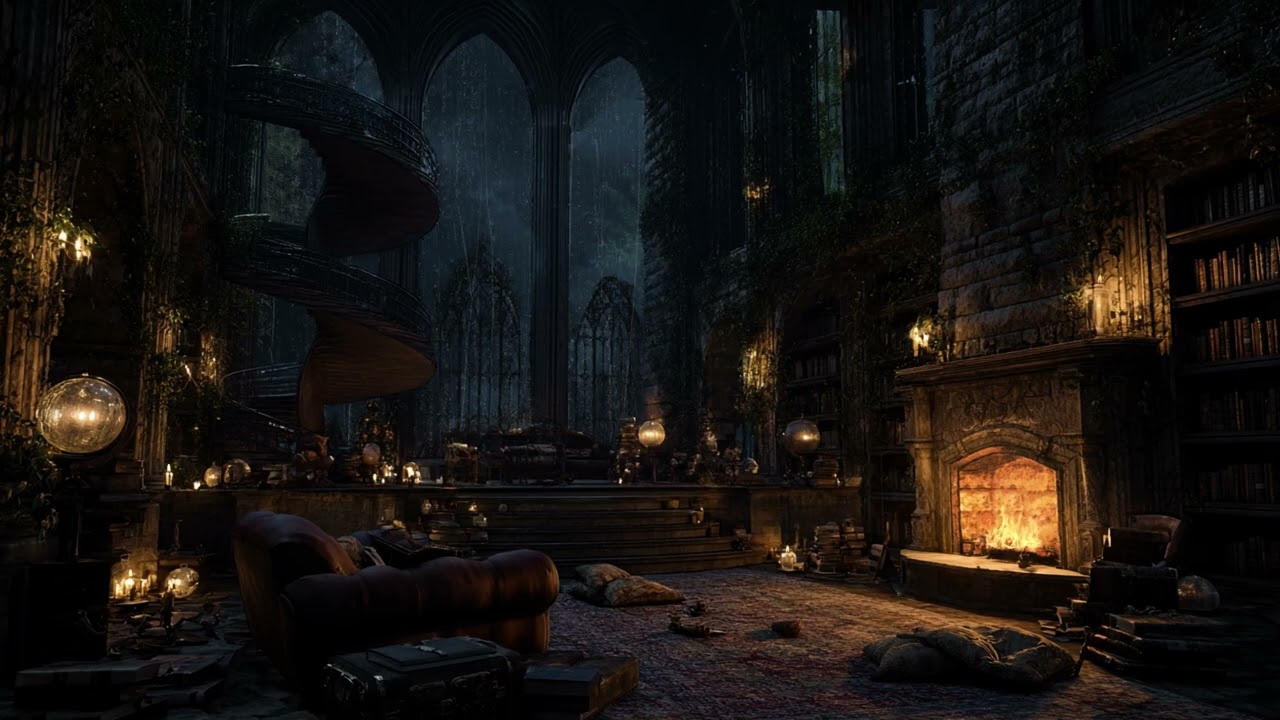Soft Rain and Thunder Beside the Old Castle | Sleep Peacefully in a Timeless, Classic Atmosphere
