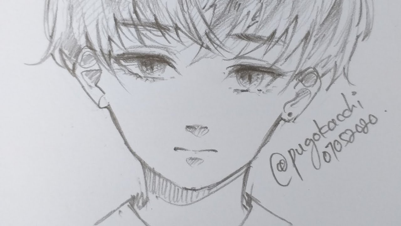 How to draw anime boy headshot (anime drawing tutorial)