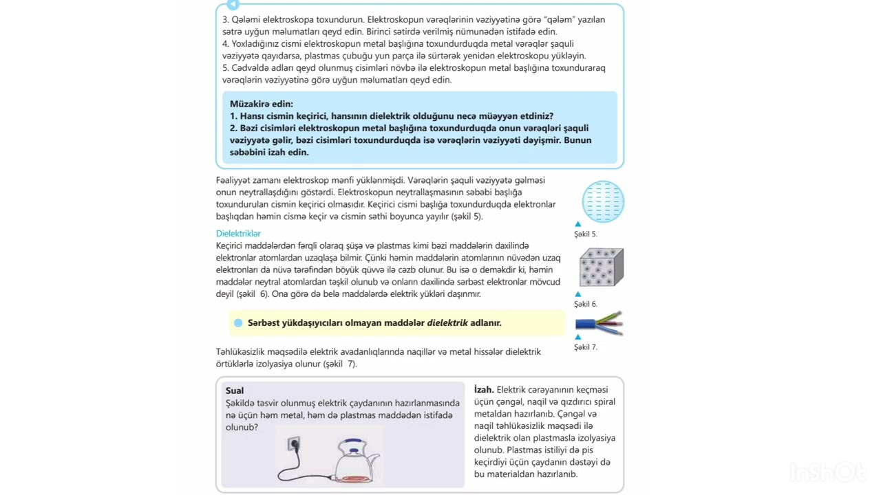 Fizika 7-ci sinif Keçiricilər və dielektriklər səh 21-24