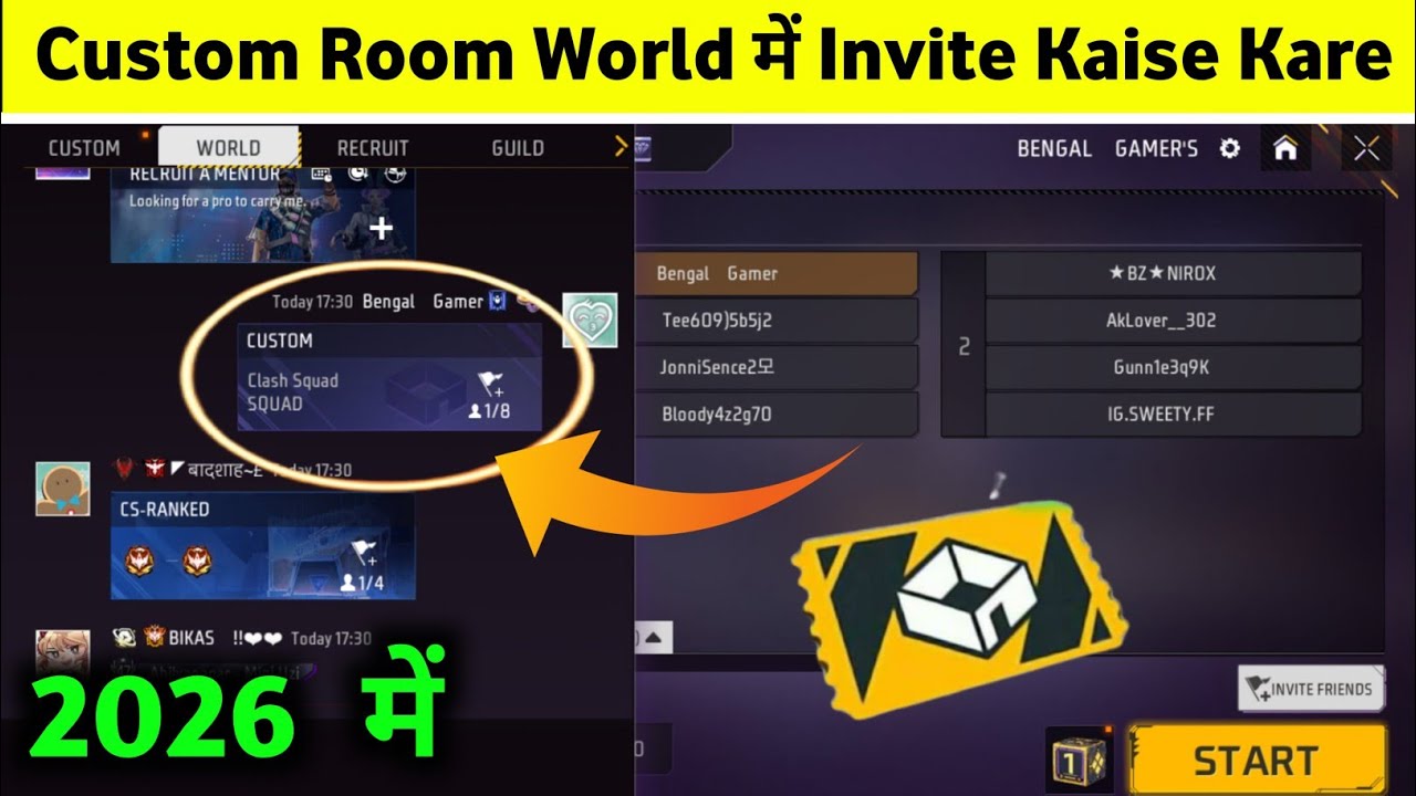 How to take Random players Custom Room | free fire Custom Room world Chat me invite kaise kare 🤔