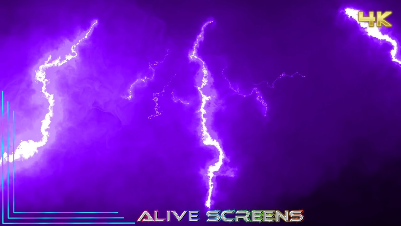 Lightning Thunderstorm 4K UHD Ambient Storm Purple Screen Background | No Sound