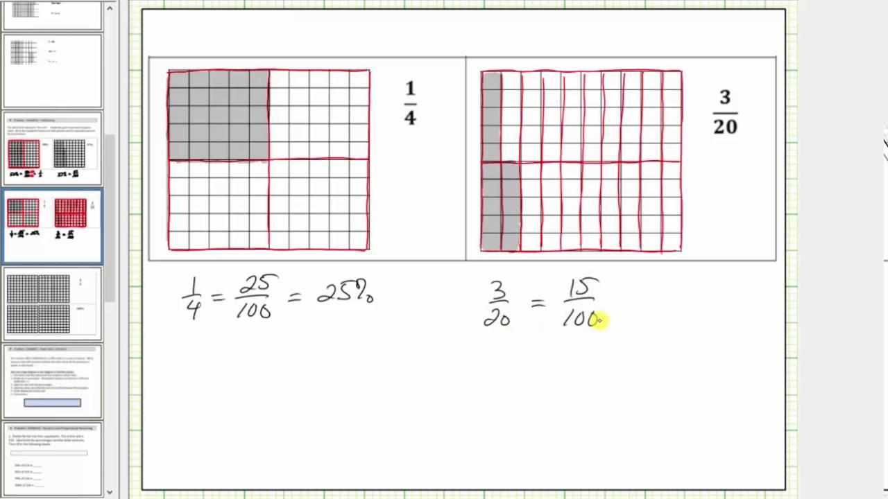 Represent a Percent or Decimal Using 10 by 10 Grids