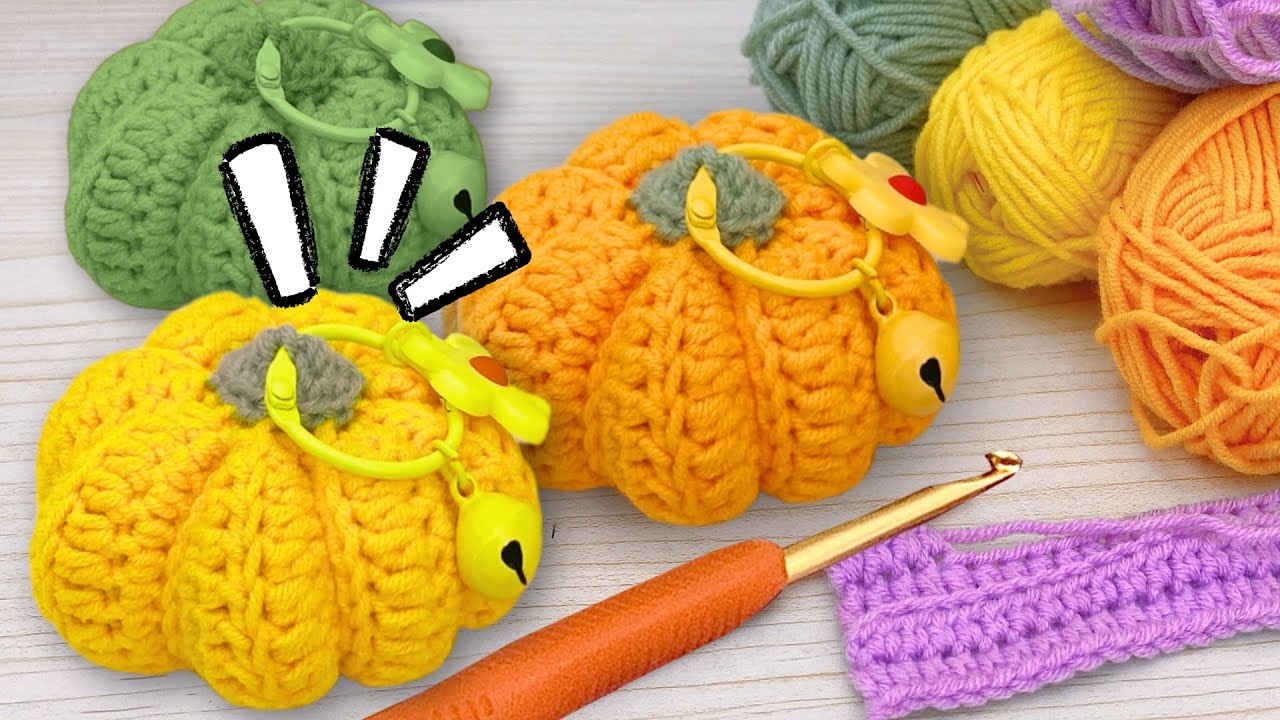 🎃ЛЕГКИЙ И БЫСТРЫЙ урок по вязанию брелока-тыквы крючком за 16 минут для начинающих! 🥰 #Crochet #2024