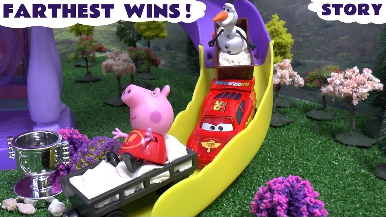 Peppa Pig Toy Car Racing Story - The Farthest Wins
