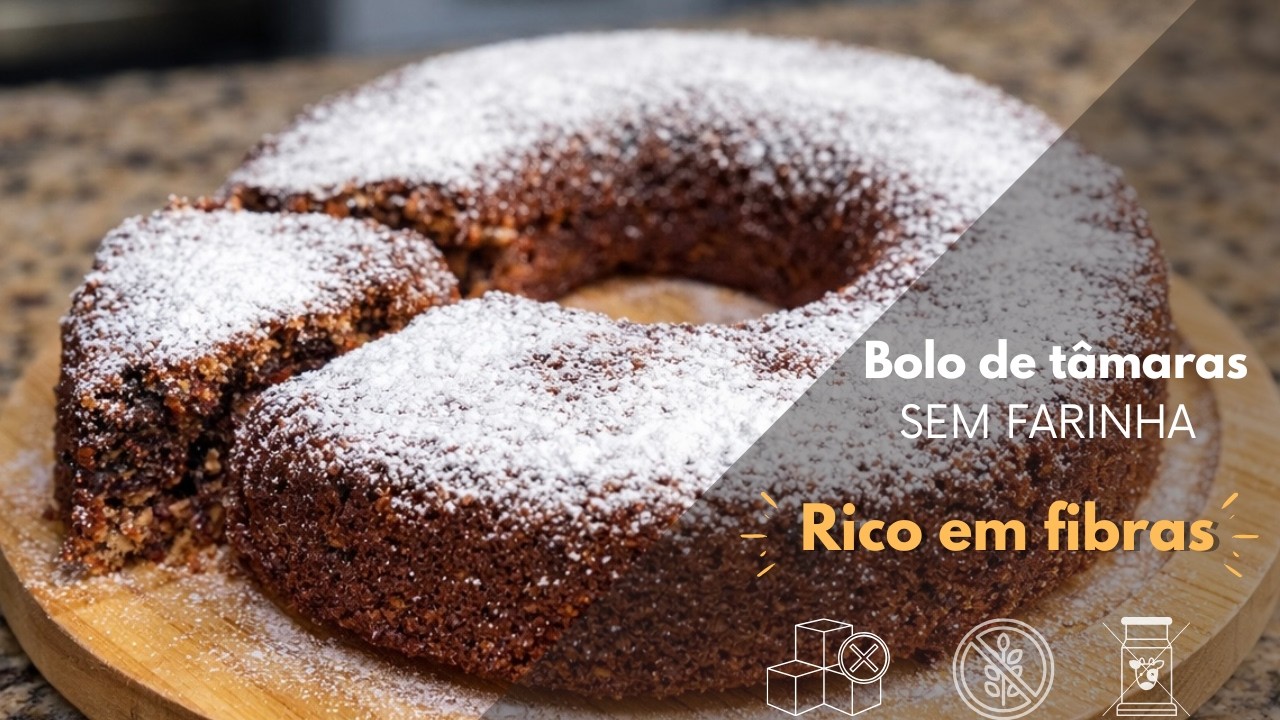 BOLO DE TÂMARAS, SEM FARINHA, SEM LEITE E SEM AÇÚCAR, RICO EM FIBRAS E DELICIOSO (BOLO FIT)