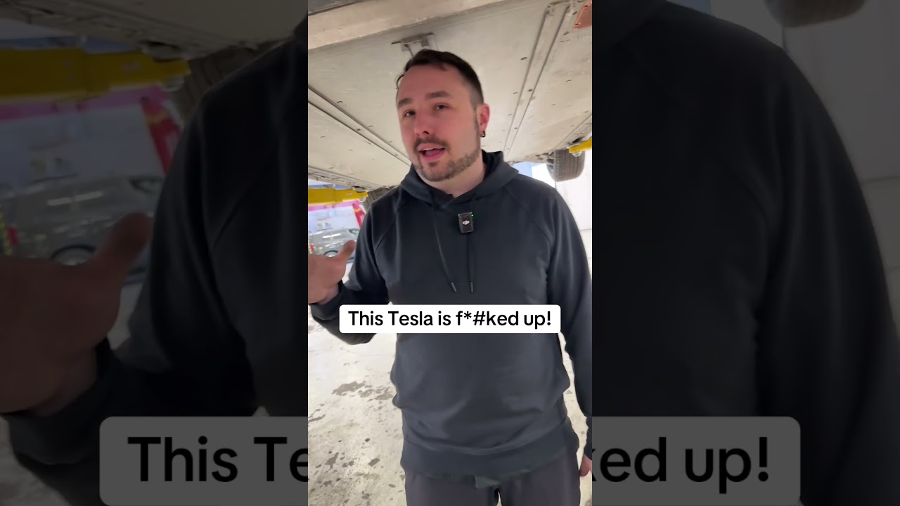 This Tesla is f*%ked up! #fyp #fy #auto #tesla #ice
