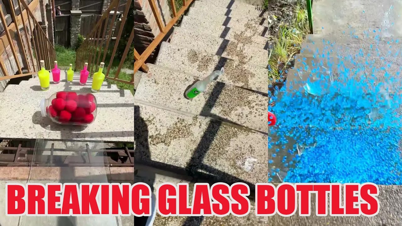 Breaking Glass Bottles and Balloon Drops 🔥 Crushing Crunchy & Soft Things #asmr #satisfying