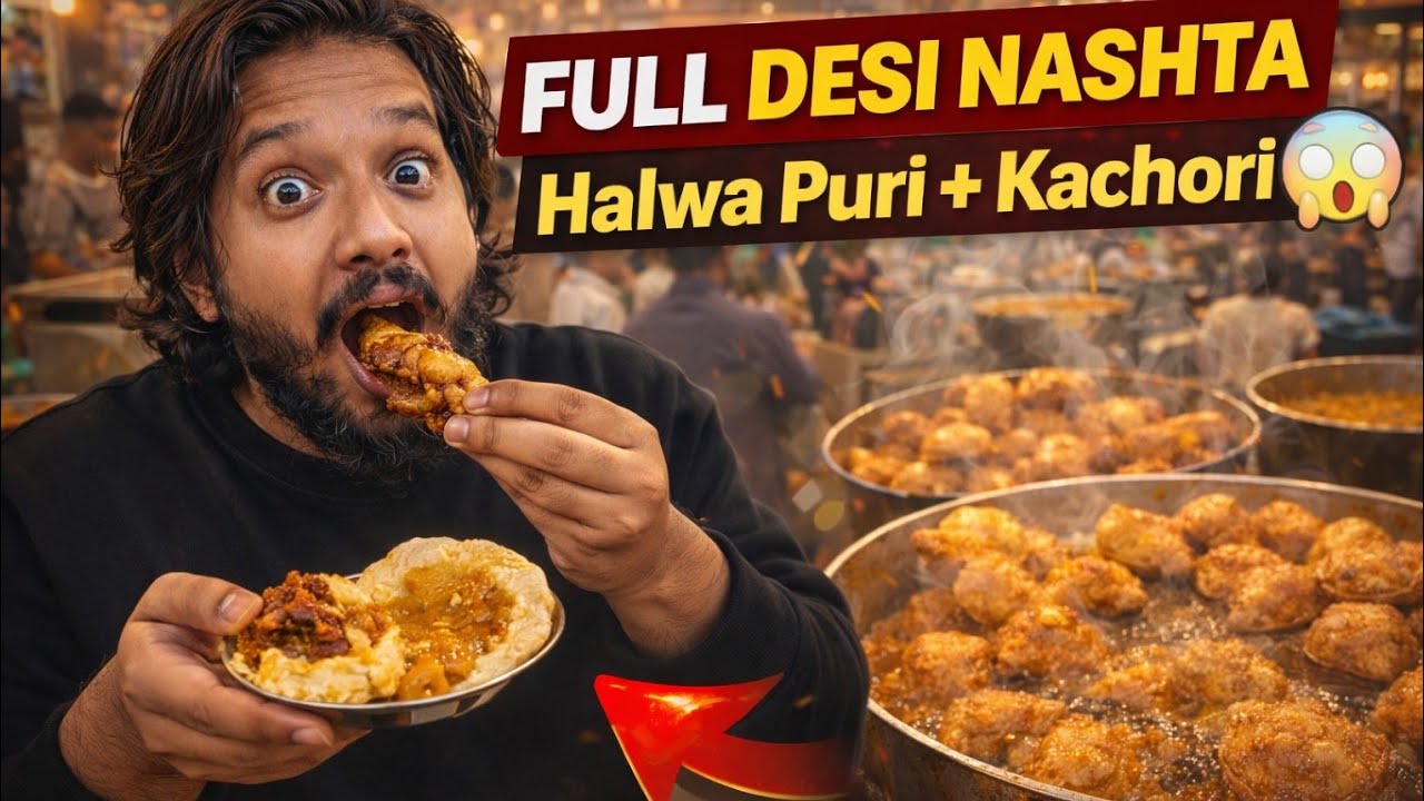 Full Desi Nashta 😍 | Halwa Puri, Kachori & Paya | Karachi Street Food