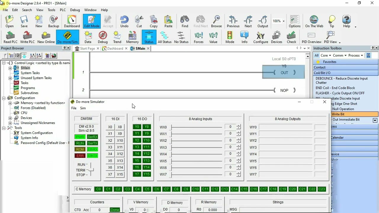 quick how to use the do-more simulator from automation direct