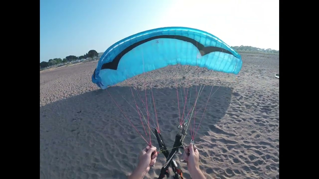 Kiting/Ground handling my Paramotor wing on the beach