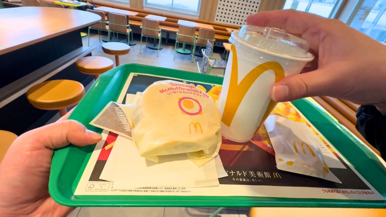 【$3.46】A Japanese salaryman eating McDonald's breakfast after a night shift