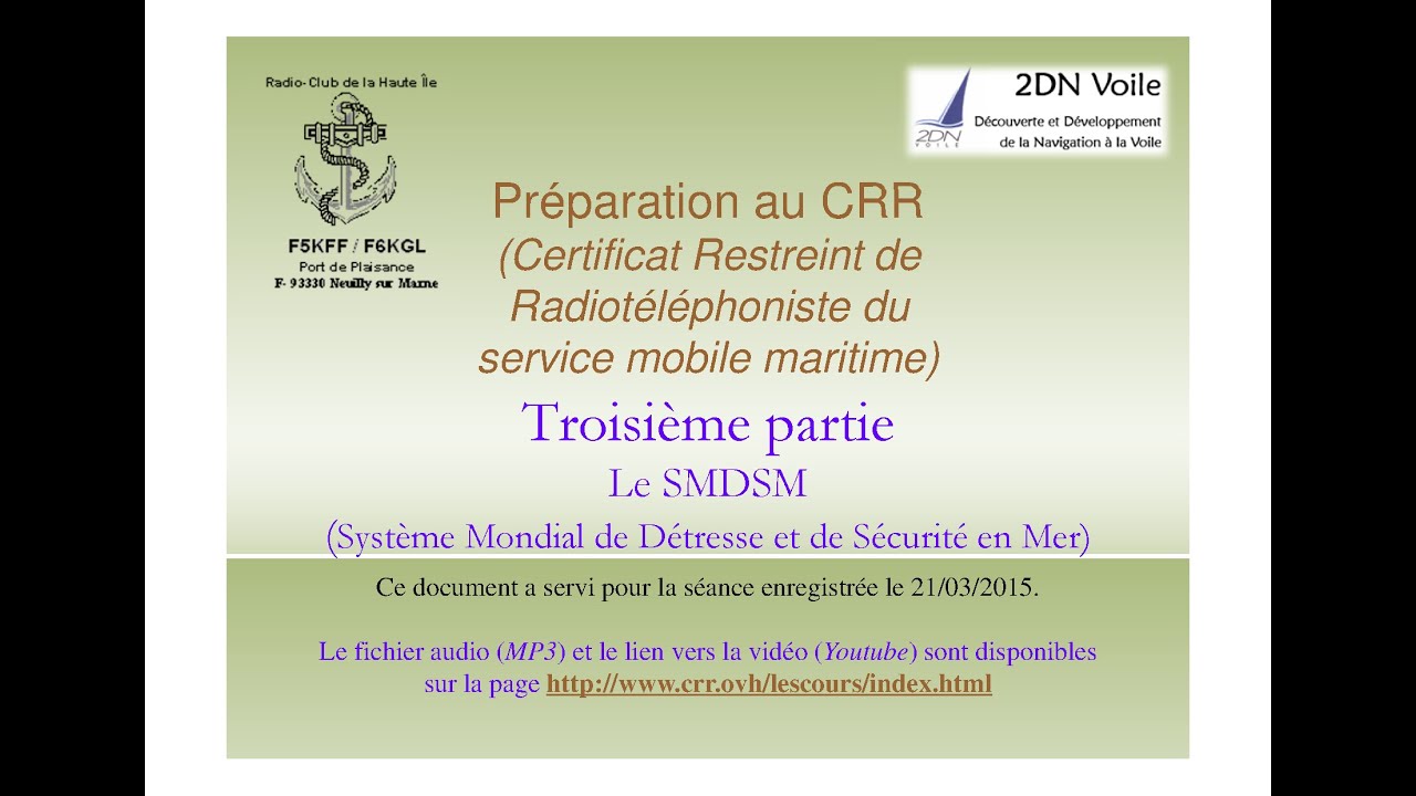 Cours de pr&eacute;paration au CRR - 3&egrave;me partie - Le SMDSM
