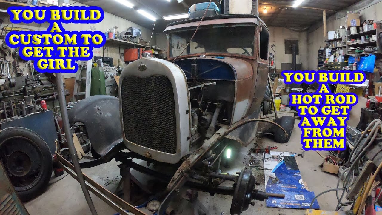1928 / 29 Model A 2 Door Project Hot Rod Build. Flathead Ford V8 Nostalgic, Back To The 50's.