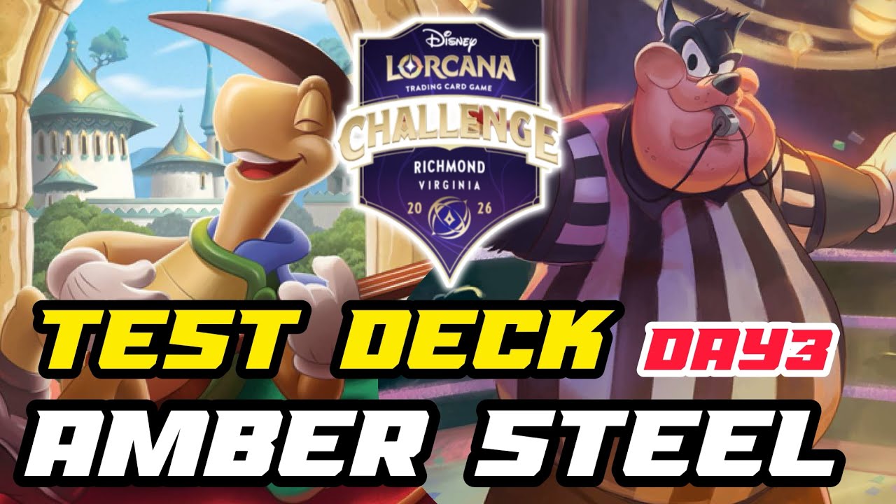 Test Deck Amber Steel Day3 for Disney Lorcana Challenge Richmont🔜#disneylorcana 