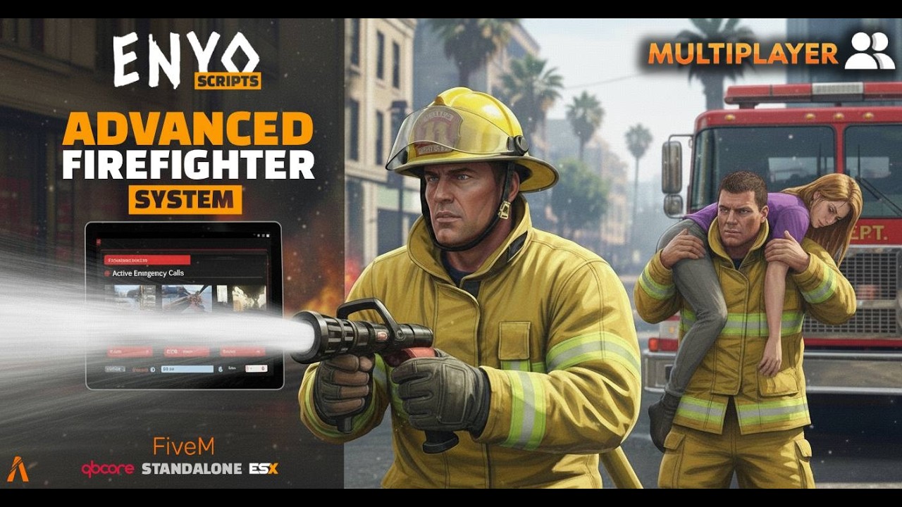 FIVEM Advanced Firefighter Multiplayer Job Simulator 🚒[QBCore] [ESX] [STANDALONE]