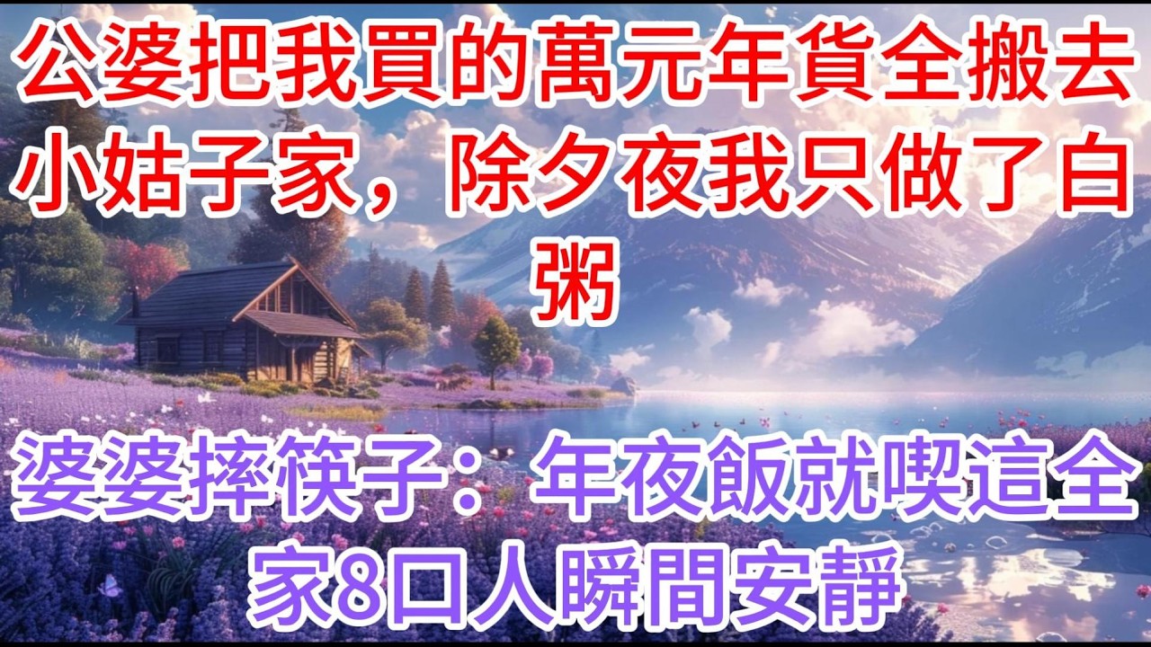 【完结】公婆把我買的萬元年貨全搬去小姑子家，除夕夜我只做了白粥，婆婆摔筷子：“年夜飯就喫這個？”全家8口人瞬間安靜