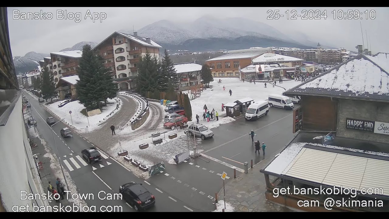 🔴  Bansko Live Cam 2026: Pirin Street – Snow Right Now in the Heart of Bansko!