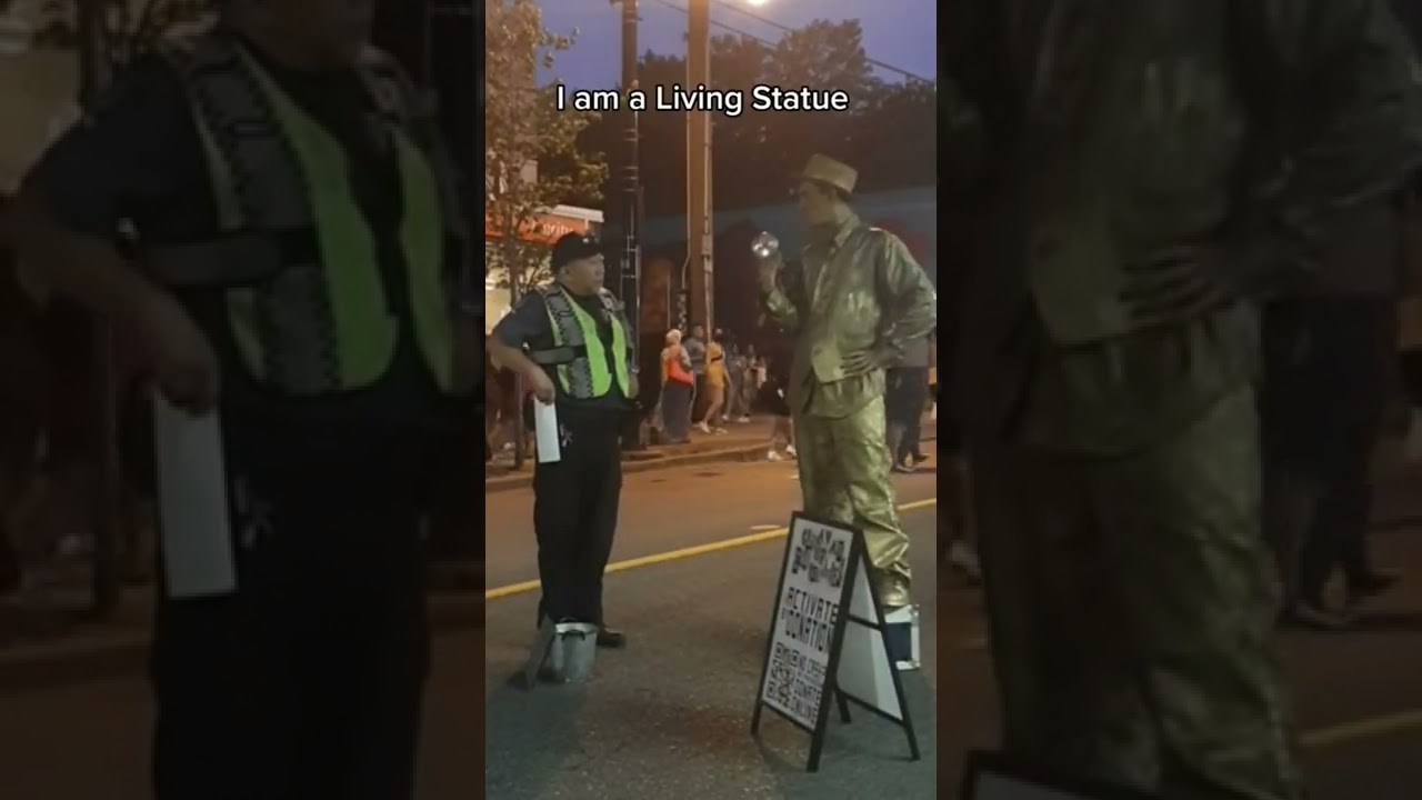 Living Statue Has A Police Encounter