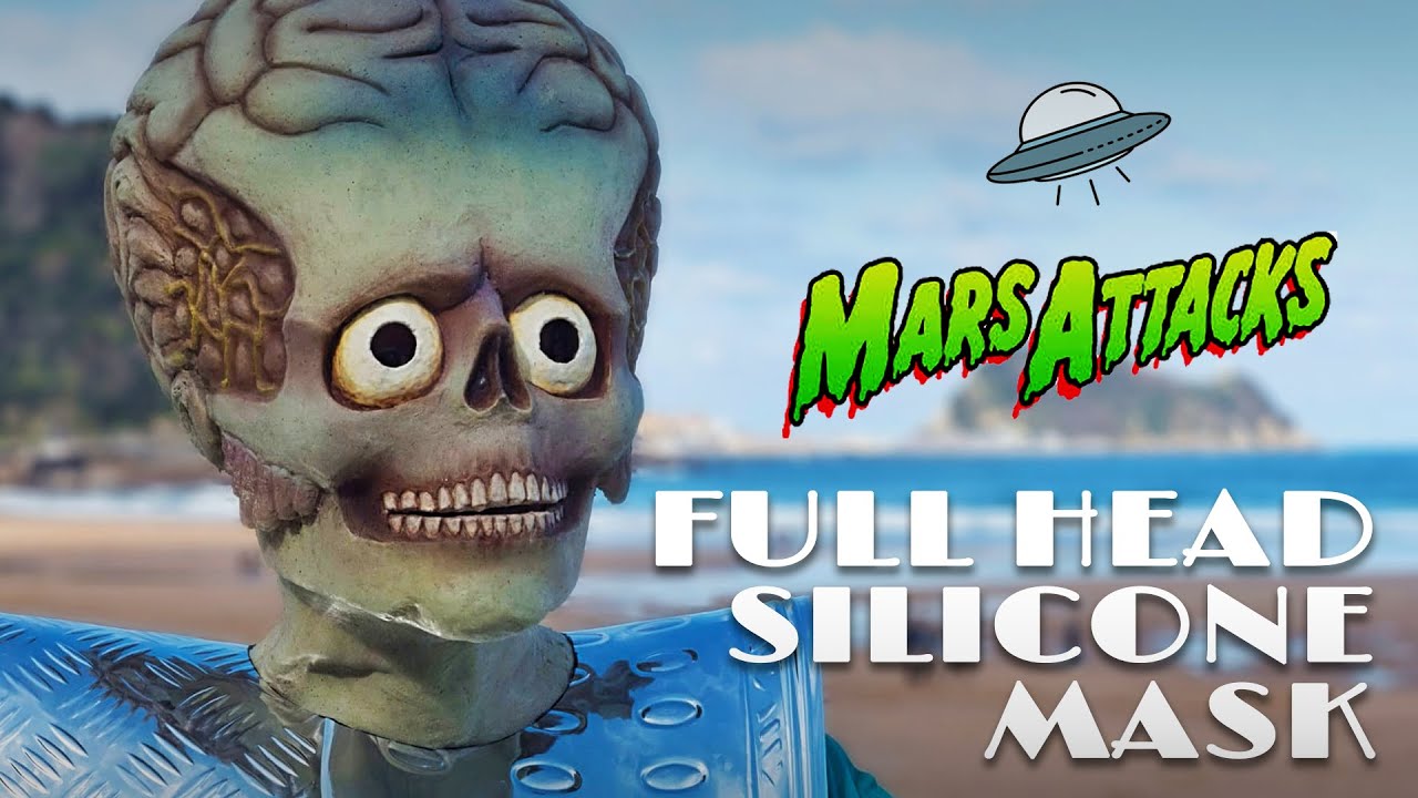 Mars Attacks Full Head Silicone Mask | FX Silicone Prosthetic | Maquillaje Tim Burton | Carnaval