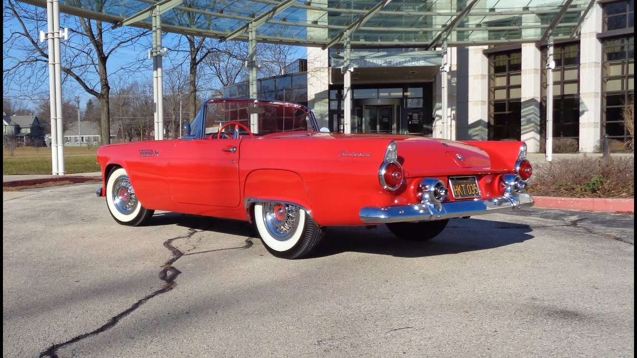 1955 Ford Thunderbird T Bird Convertible in Red 292 Engine & Ride on My Car Story with Lou Costabile