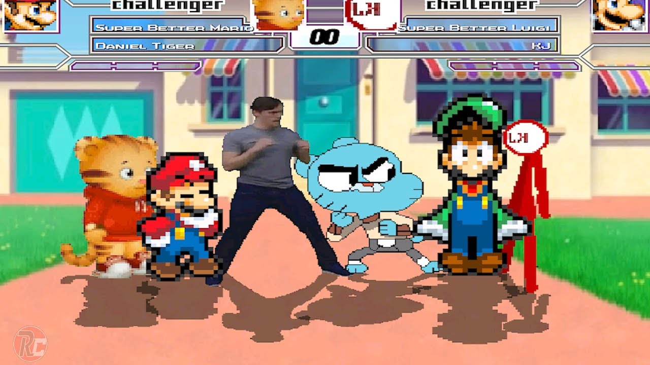 Super Better Mario, Daniel tiger & Jerma  VS  Super Better Luigi,  KJ & Gumball | Best of 3