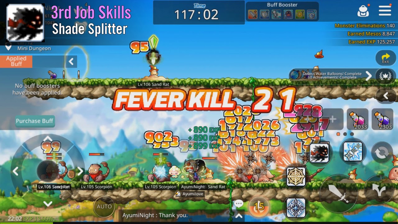 Ayumilove MapleStory M Night Lord 1st 2nd 3rd 4th Job Skills Preview