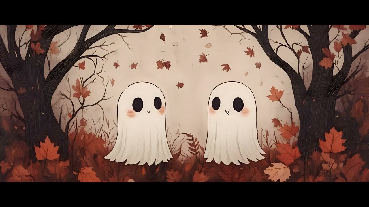Adorable Ghosts in an Autumn Forest | Fall-Themed TV Art Screensaver for Cozy and Relaxing Ambience