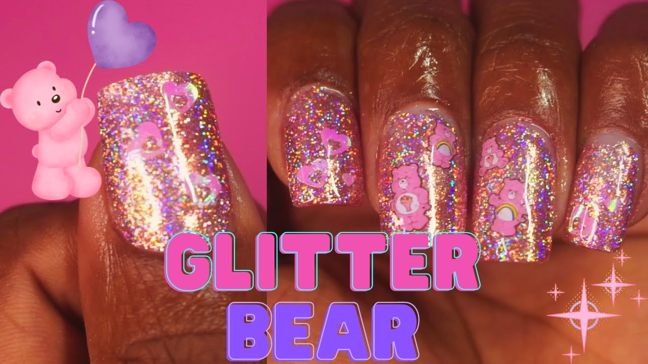 Work Safe Manicures Ep. 1 | Holographic Glitter Bear | SHORT SQUARE