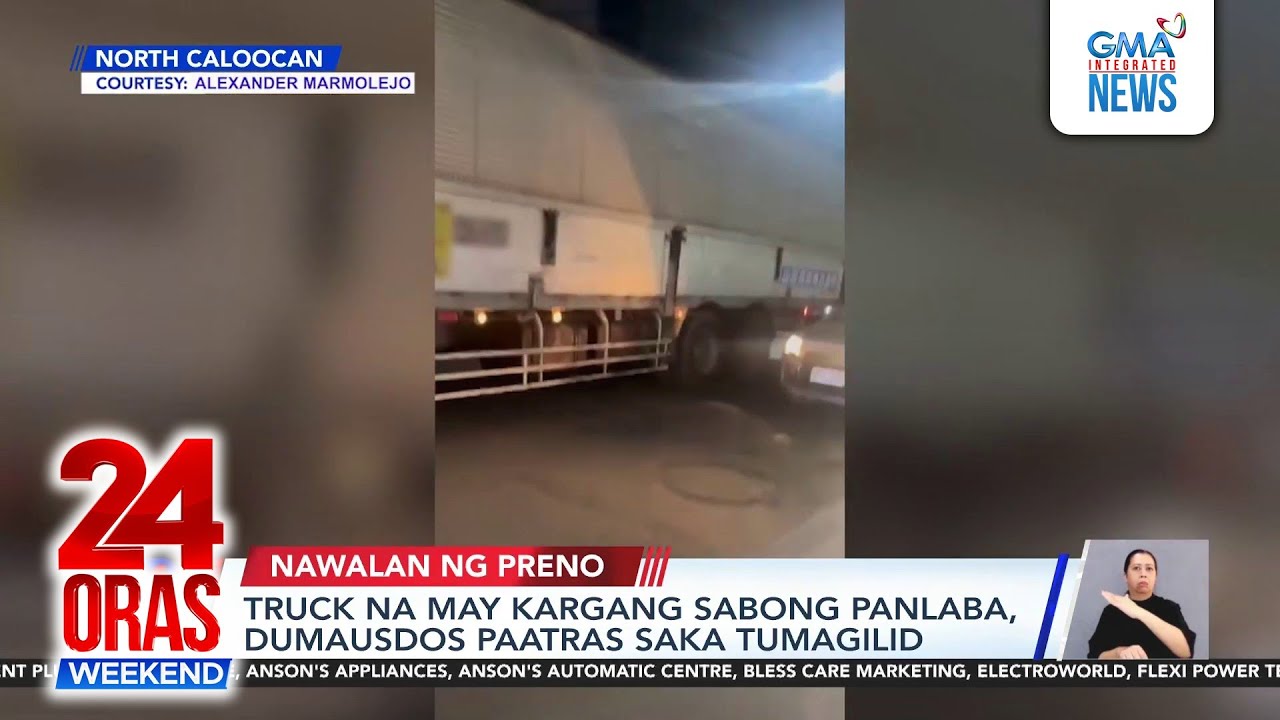 Truck loaded with soap detergents overturns after sliding backward | 24 Oras Weekend