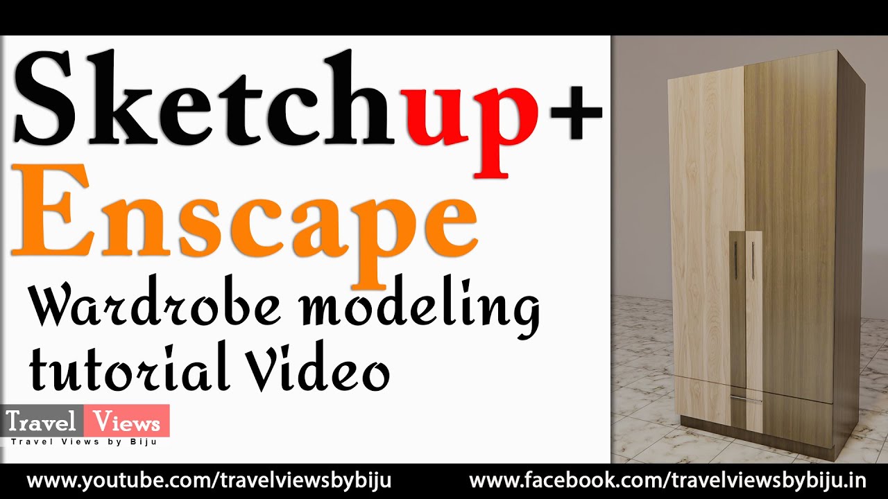 Sketchup Enscape Tutorial | മലയാളം ട്യൂട്ടോറിയൽ | Wardrobe modeling tutorial