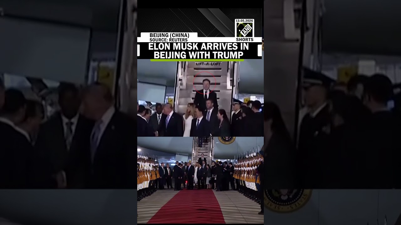 Tesla CEO Elon Musk arrive in Beijing with President Trump on China Trade Mission