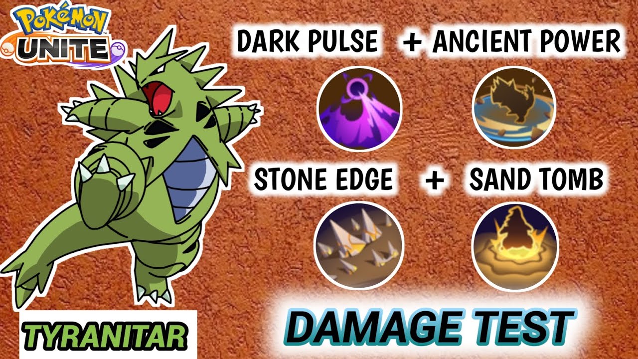 TYRANITAR ALL MOVESET DAMAGE TEST 🦖|| POKEMON UNITE TYRANITAR 2022