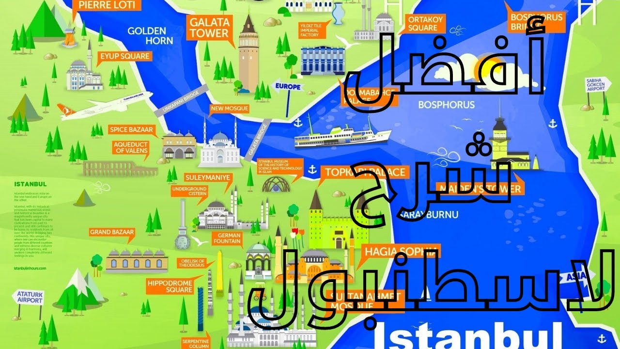 خريطة اسطنبول مع شرح توضيحي لطريقة الذهاب الى تقسيم وفاتح  , من منطقة السلطان أحمد السياحية