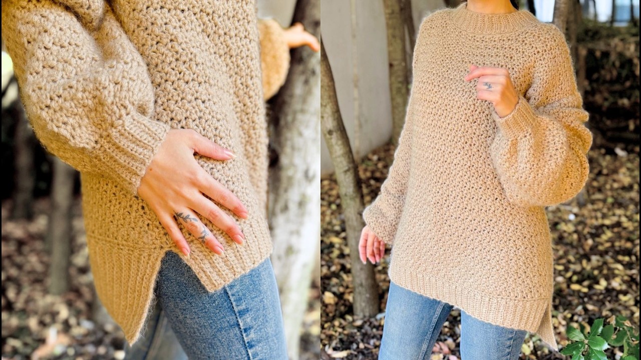 Pull au crochet XS au 8XL | Modèle crochet facile Fil Katia 🧶 | Tuto Vidéo gratuit + PDF